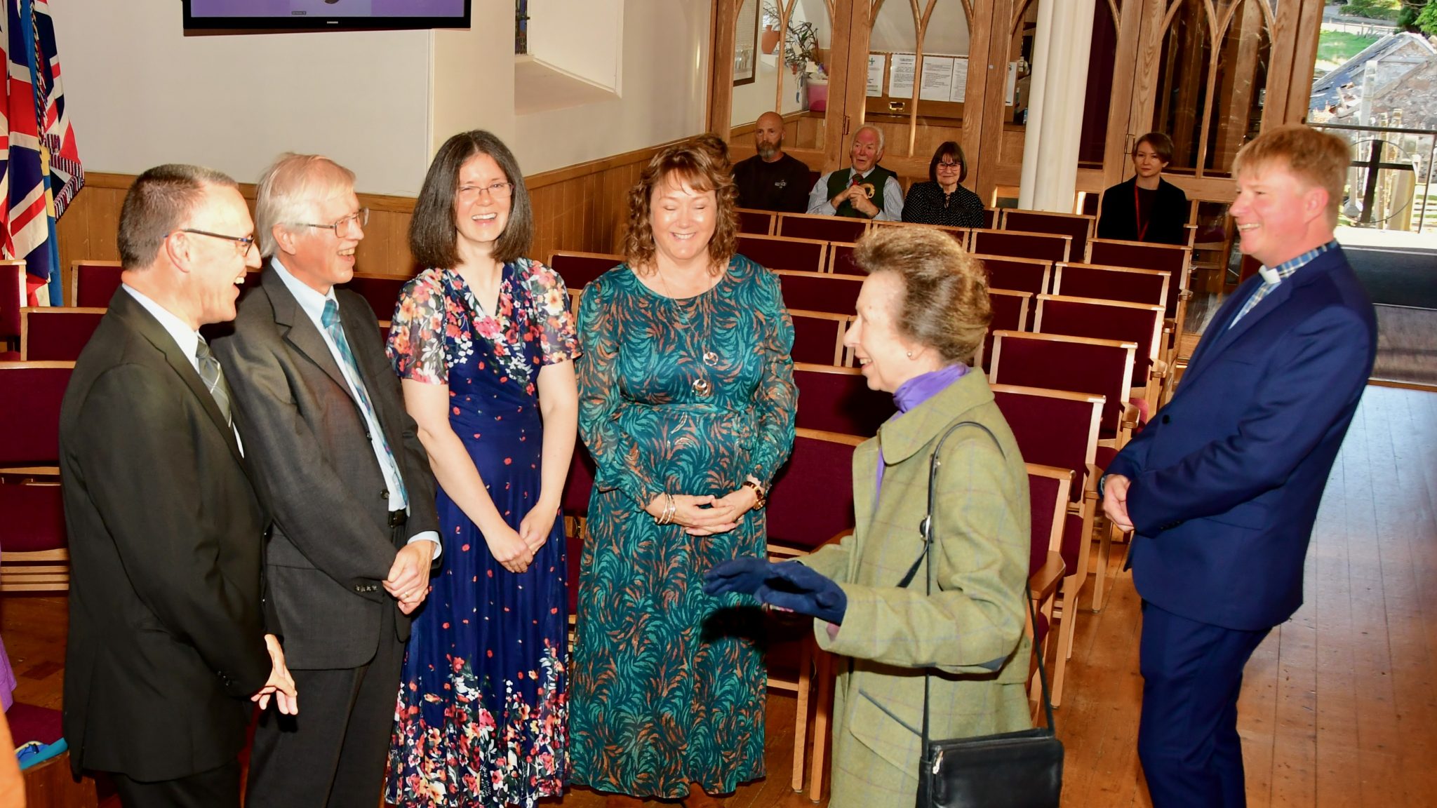 HRH Princess Anne 22 L-R: Mr Richard Gray, Mr David Bale, Mrs Sarah Earley, Mrs Suzanne Bunton, The Princess Royal, Rev Neil Meyer